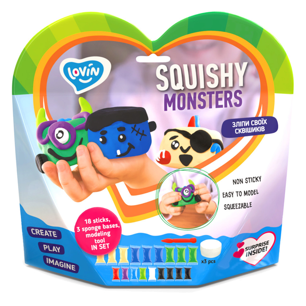 Набор для лепки с воздушным пластилином "Squishy Monsters" ТМ Lovin, 70130