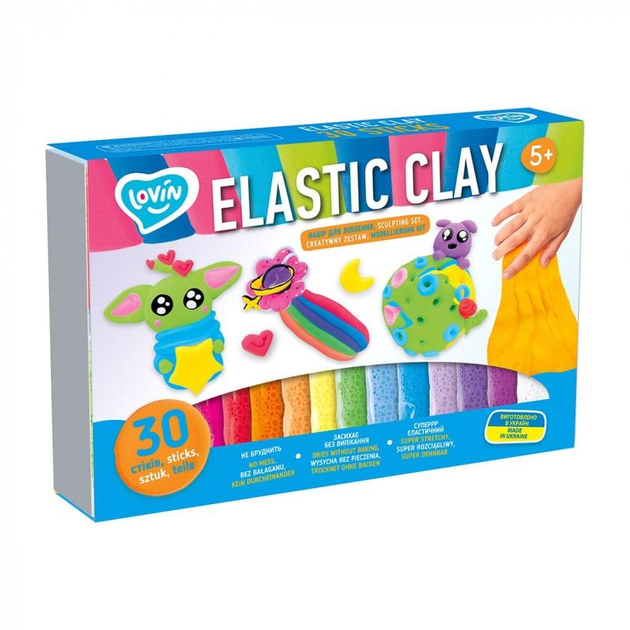 Набір для ліплення з повітряним пластиліном "Elastic Clay" TM Lovin, 30 стіків, 70141