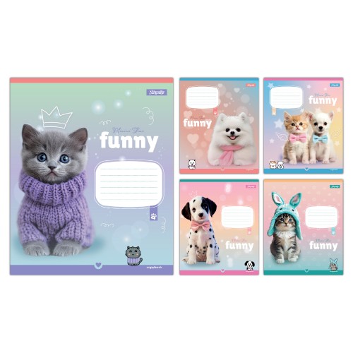 Тетрадь 12 лин. 1B "Funny Pets", 768209
