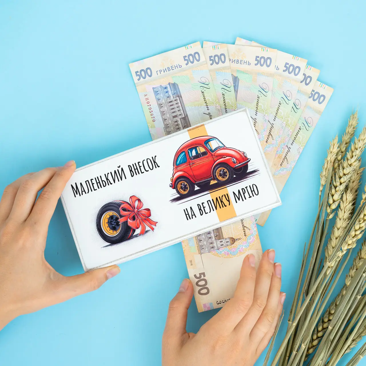 Купюрниця "Маленький внесок на велику мрію. Машина",біла , kpr0007 1