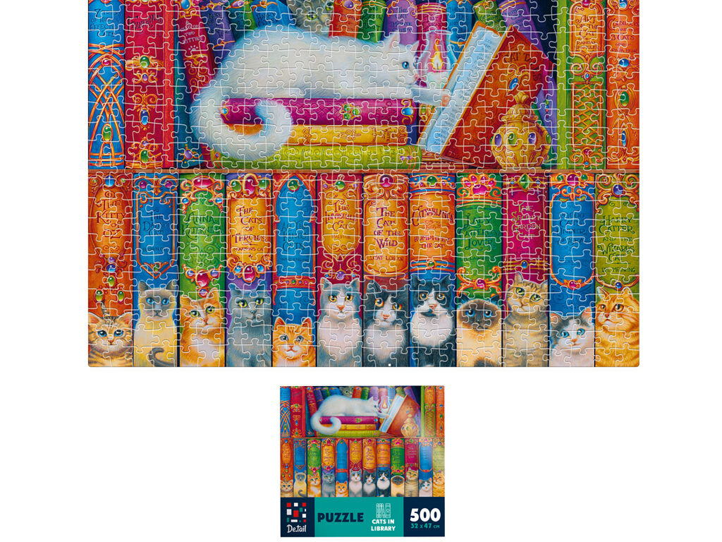 Пазли "Коти в бібліотеці" De.tail, 500 деталей, DT500-11 1