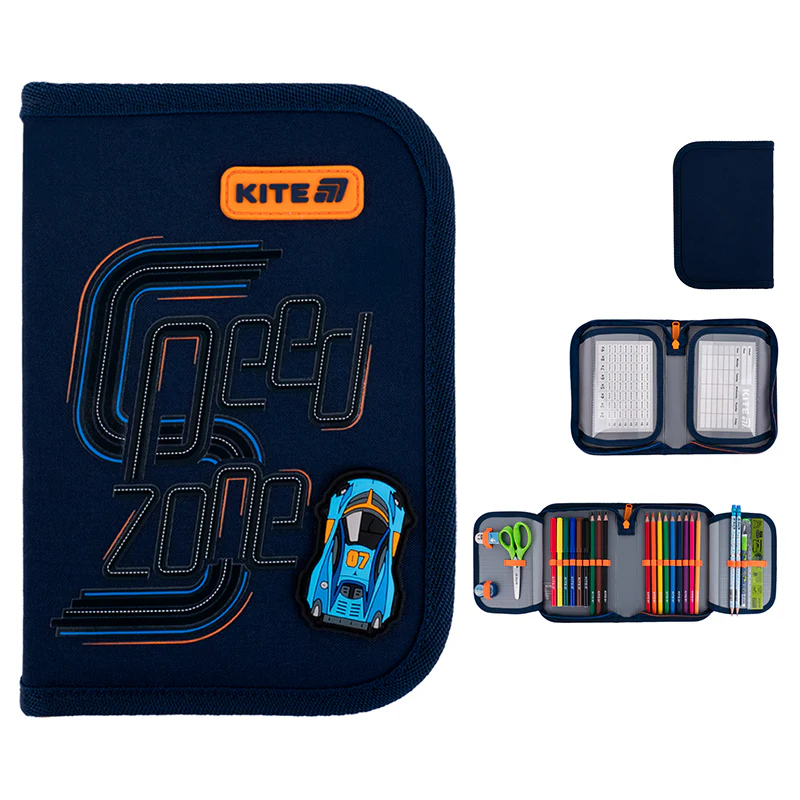 Пенал Kite 1 від., 2 відв., з наповненням 622H Speed Zone, K25-622H-4