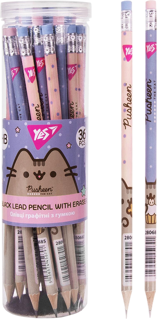 Карандаш ч/гр круг. с лас. в пл. тубе, 36 шт/уп "Pusheen" 2 диз. микс, 280685 Yes 1