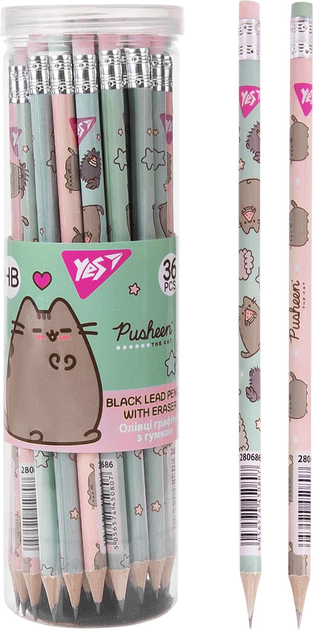 Карандаш ч/гр круг. с лас. в пл. тубе, 36 шт/уп "Pusheen" 2 диз. микс, 280686 Yes 1