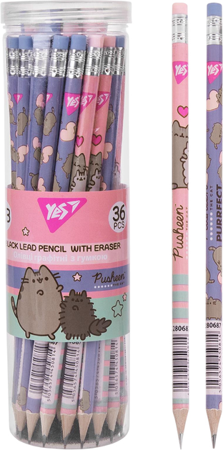 Карандаш ч/гр круг. с лас. в пл. тубе, 36 шт/уп "Pusheen" 2 диз. микс, 280687 Yes 1