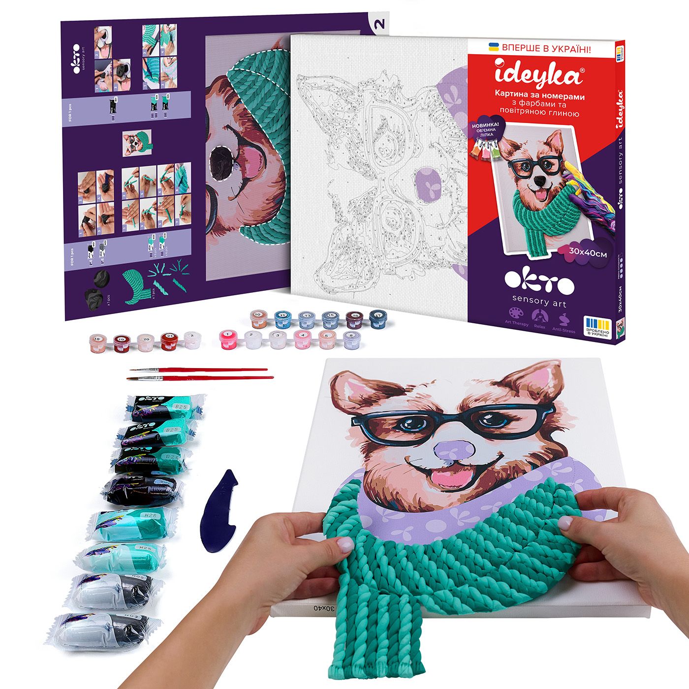 Картина за номерами "Стильний коргі" 30*40 см, Okto&Ideyka 2