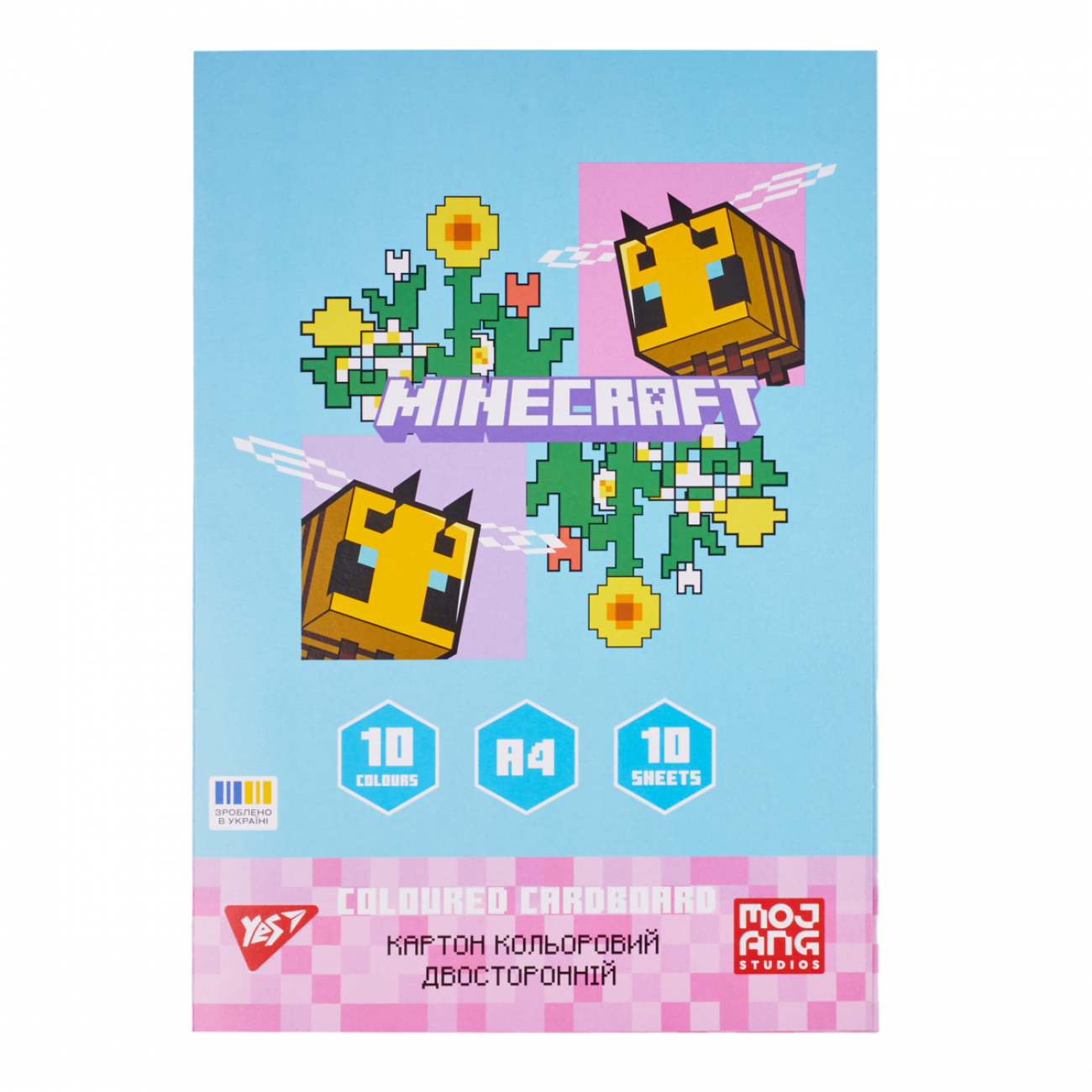 Картон кольоровий двосторонній Yes "Minecraft.Spring", 10 арк., А4, папка, 955460
