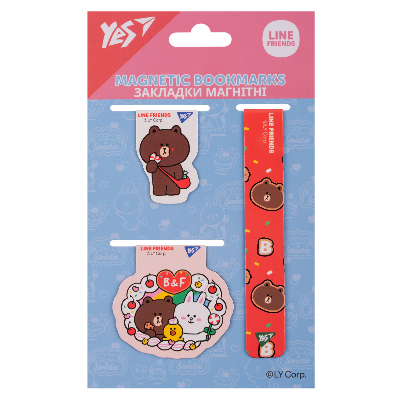 Закладки магнітні Yes "Line Friends" 3 шт, 708358