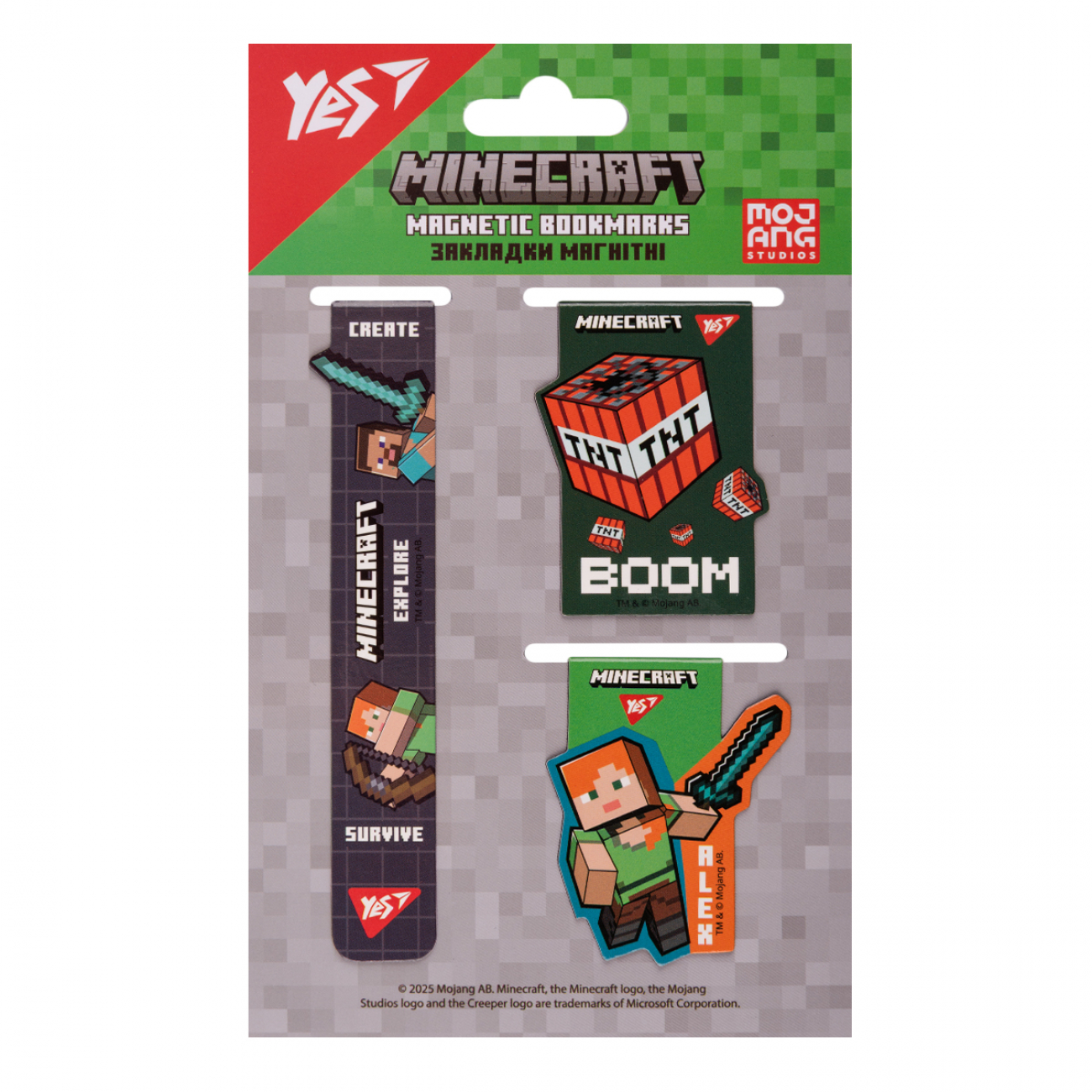 Закладки магнітні Yes "Minecraft. Boom" 3 шт, 708345 1