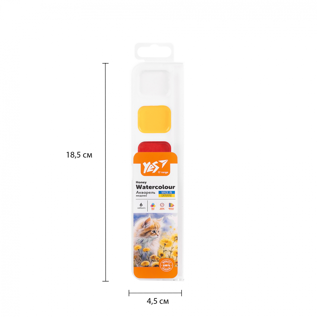 Краски акварельные Yes "O`range Line" 6 цв., медовые б/п, 110297 1