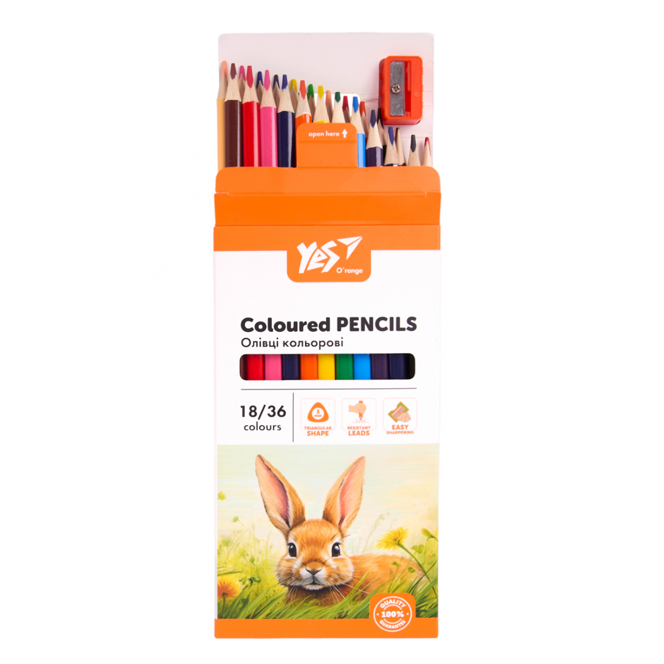 Олівці кольорові Yes 18/36 кол. "Orange Line" з точилкою, 290752 2