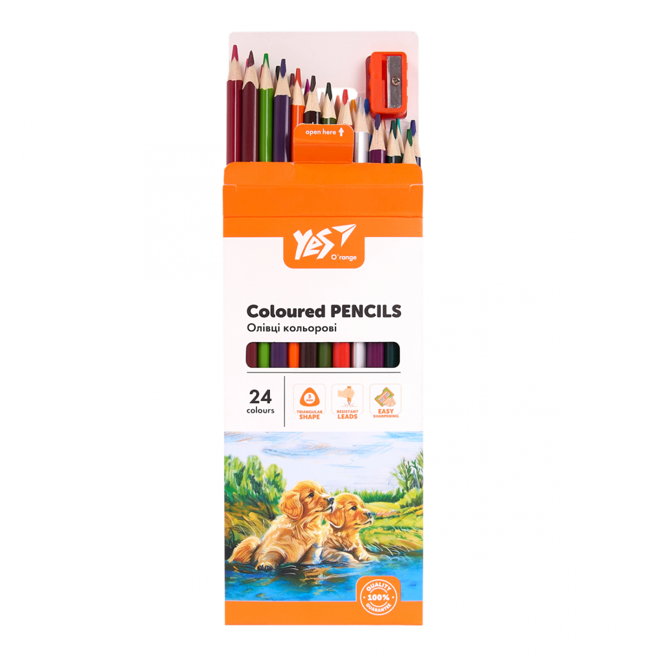 Олівці кольорові Yes 24 кол. "Orange Line" з точилкою, 290754 2
