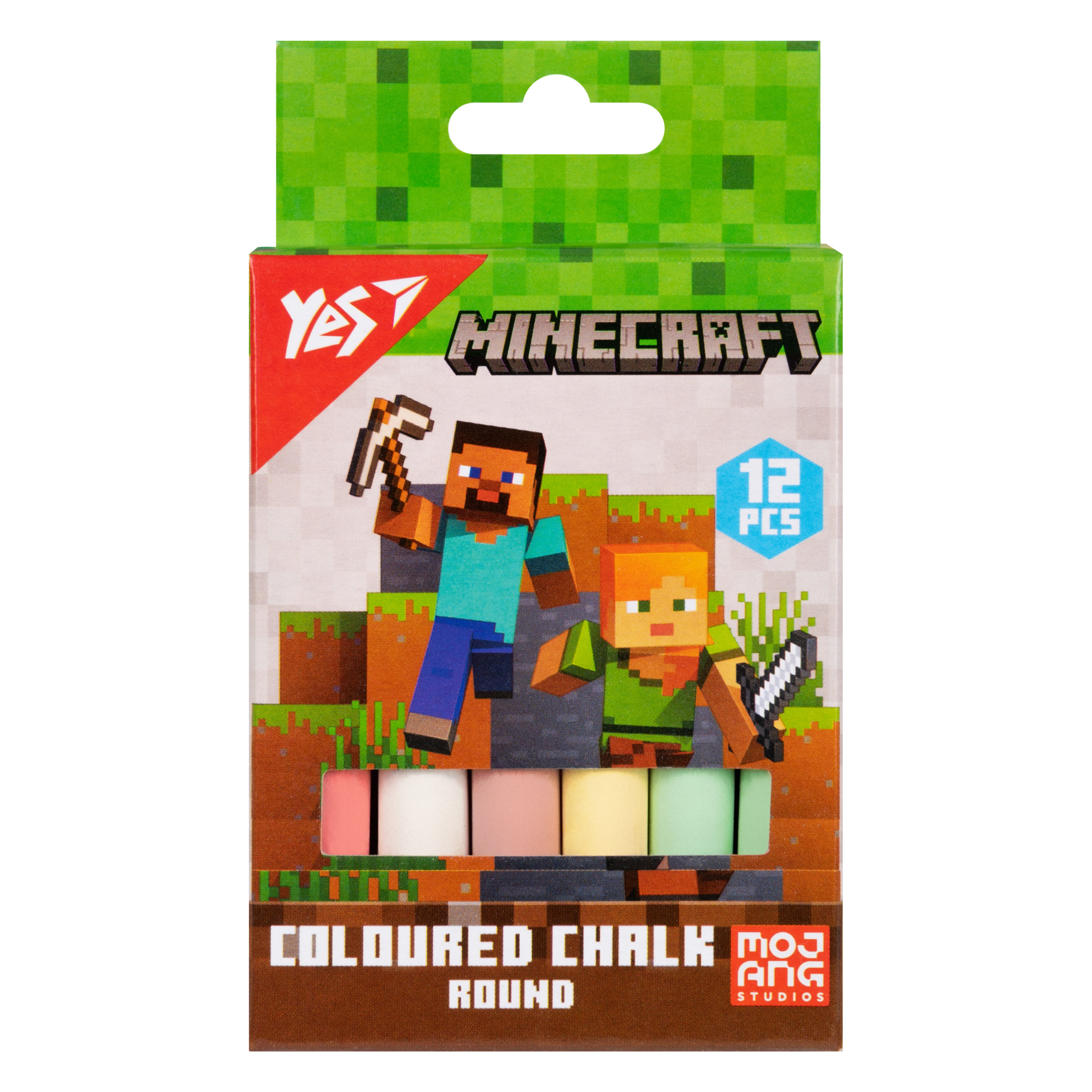 Мел "Minecraft" 12 шт, цветной круглый, 400514 Yes