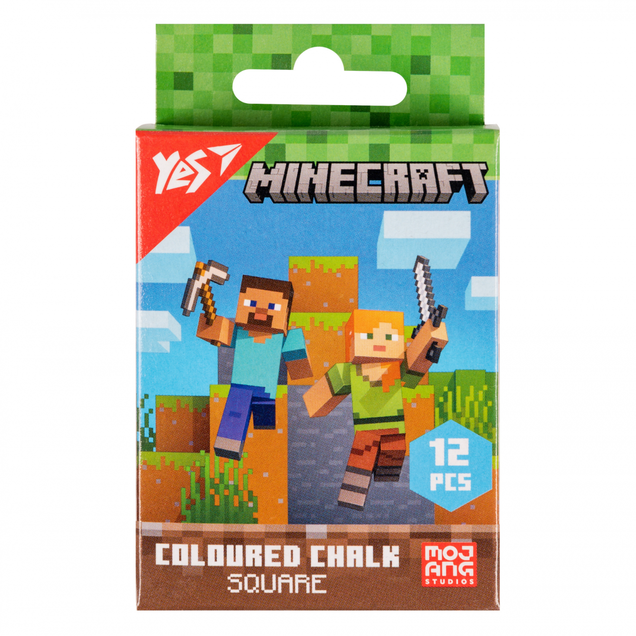 Крейда кольорова "Minecraft" квадратна 12 шт, 400483 Yes