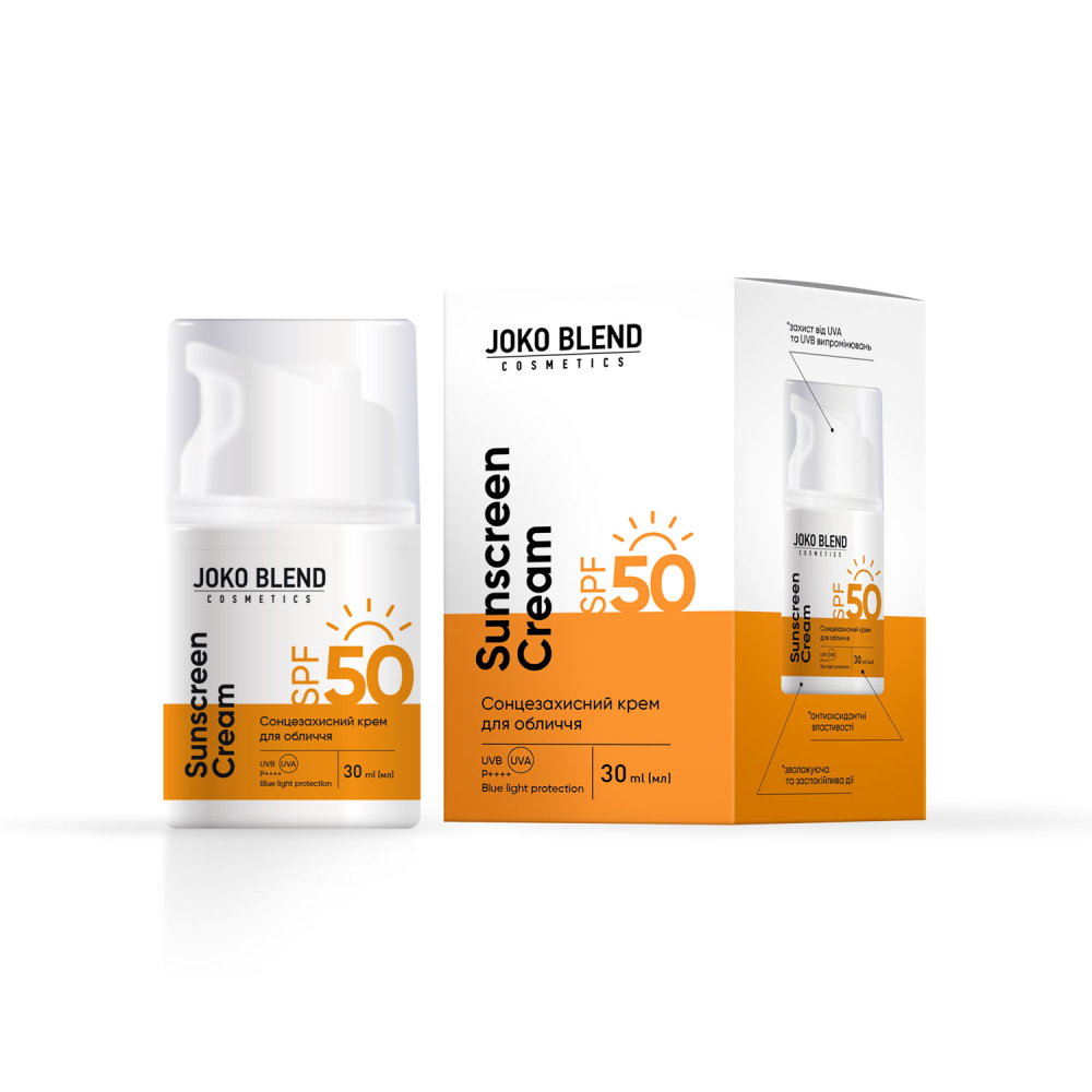 Сонцезахисний крем для обличчя SPF 50 Joko Blend 30 мл, 289554