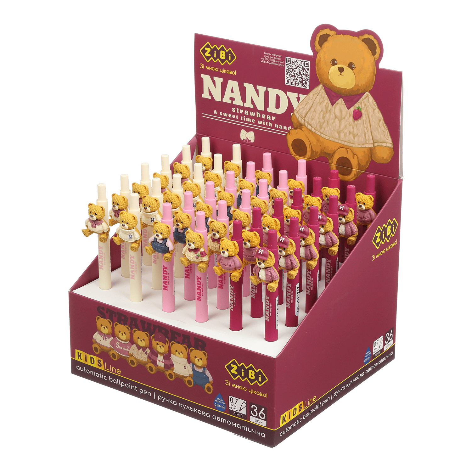 Ручка кулькова автоматична, Bear Toy, 0,7 мм, синя, ZB.2237 1