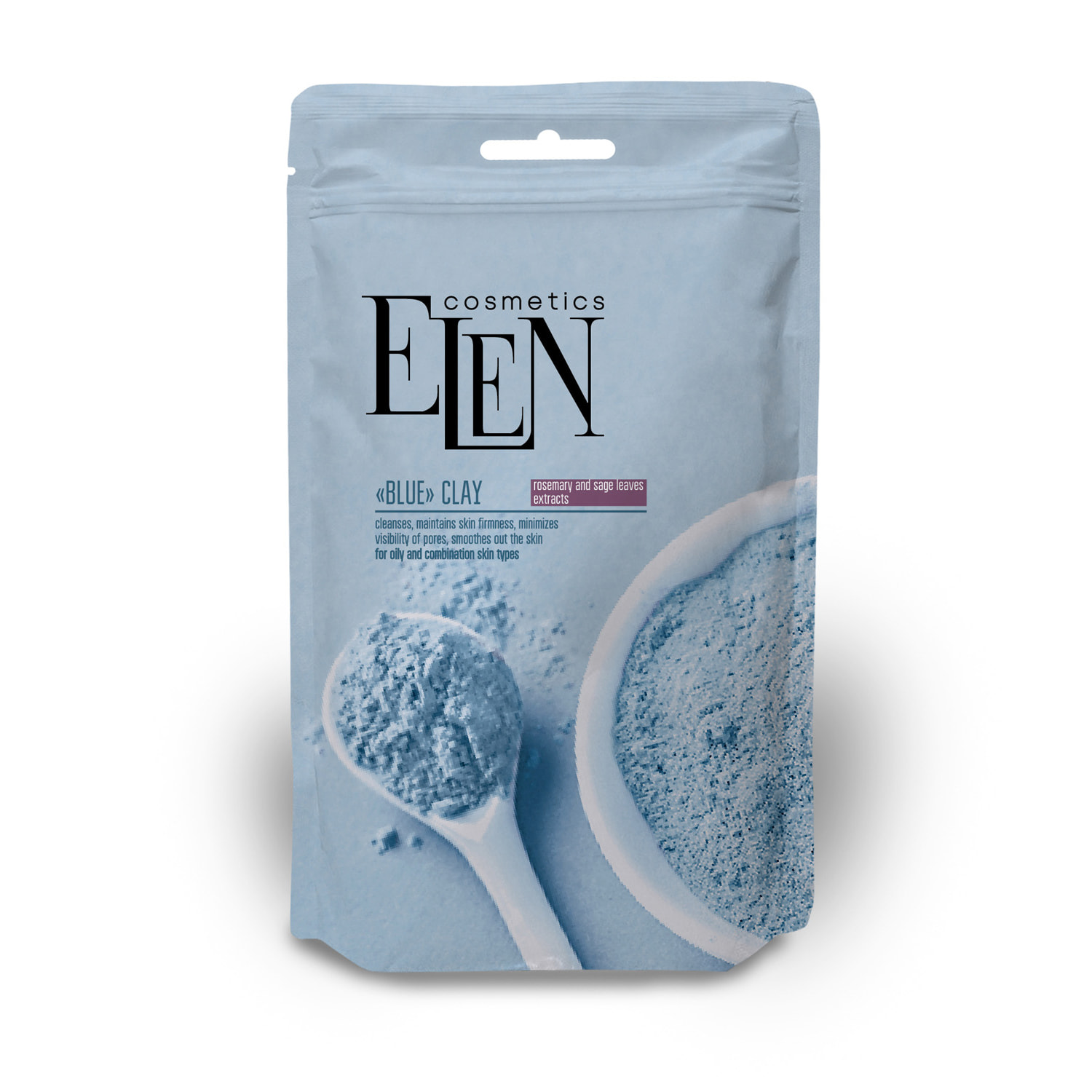 Глина блакитна з екстрактом шавлії та розмарину ELEN cosmetics, 40 г