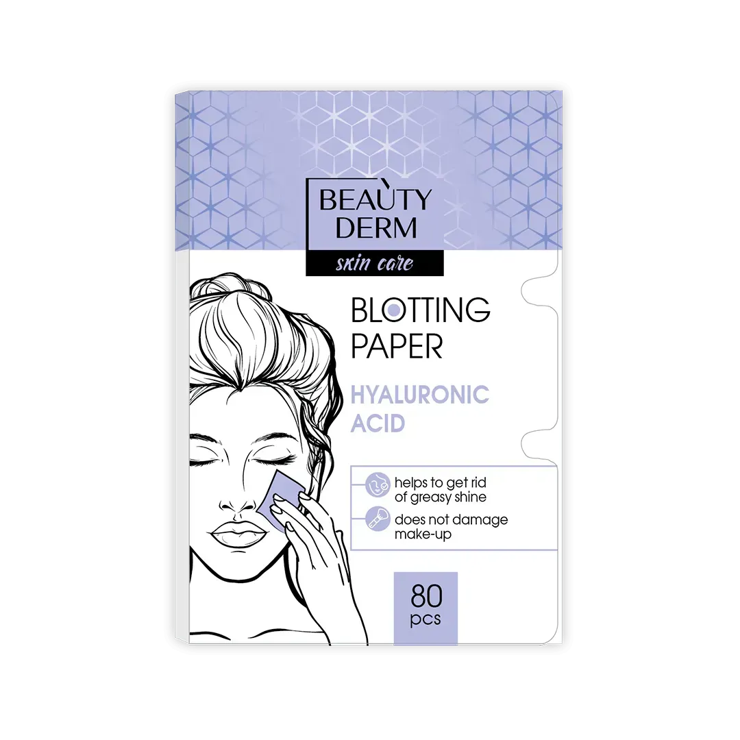 Серветки матуючі для обличчя з гіалуроновою кислотою BEAUTYDERM, 80 шт