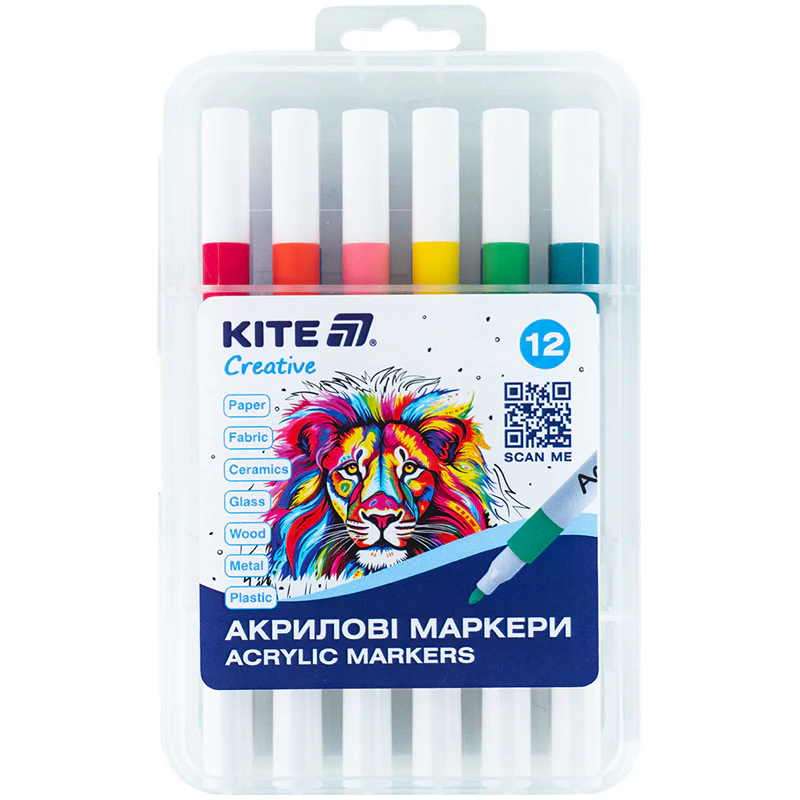 Маркеры акриловые,12 шт, Kite Creative, K-1156