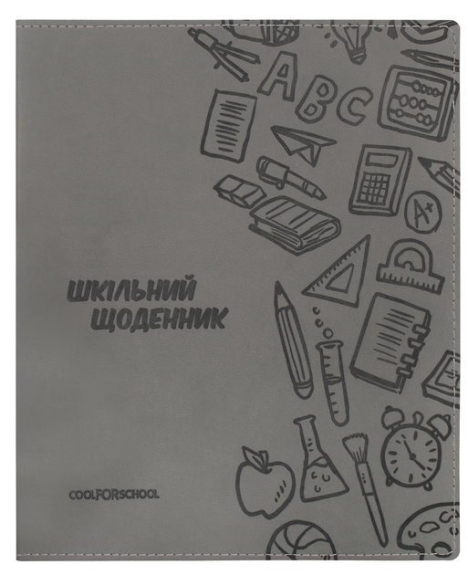 Щоденник шкільний, 165х210 мм, обклад. м’яка з штучної шкіри з тисненням,  48 арк., сірий, CF29935-10