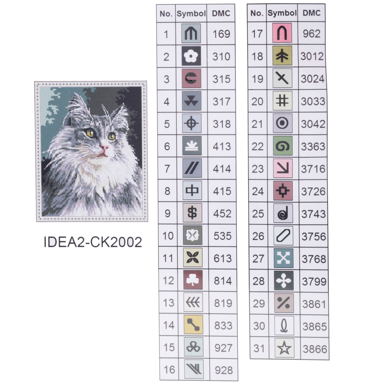 Алманая мозаика "Серая красавица" ("Кот. Портрет") 40*50 см, IDEA2-CK2002, ТМ "99IDEAS" 4