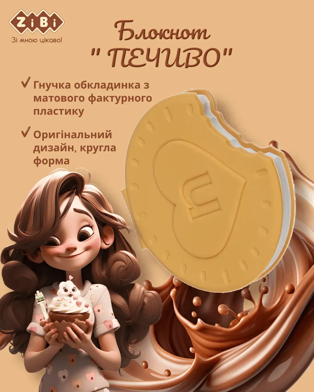 Блокнот 90*87 мм 80 л "Cookle", нелин., ароматизированная Soft touch обл., ZB.12470-22 1