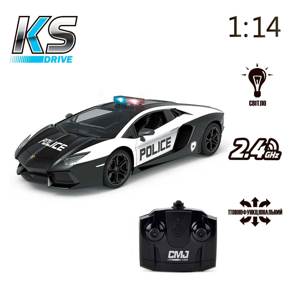 Автомобиль KS DRIVE на р/к - Lamborghini Aventador Police, 114GLPCWB 6