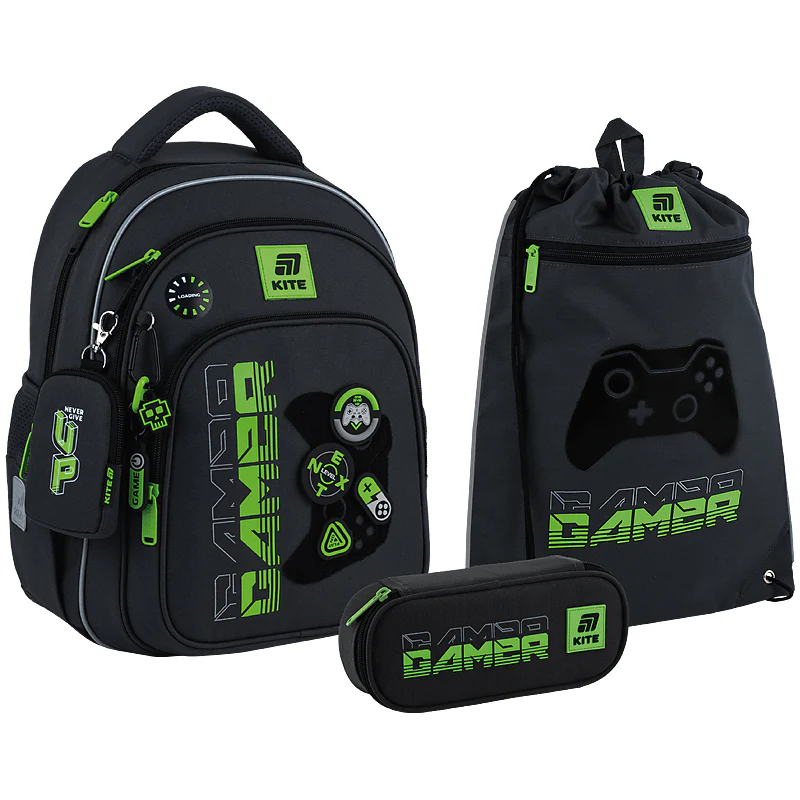 Набір рюкзак + пенал + сумка для взуття Kite 763S Gamer, SET_K25-763S-2