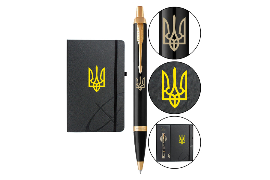 Ручка Parker IM Ukraine Black позол. кул. Тризуб + блокнот Parker + подар.упак., 22032b24_T001y 1