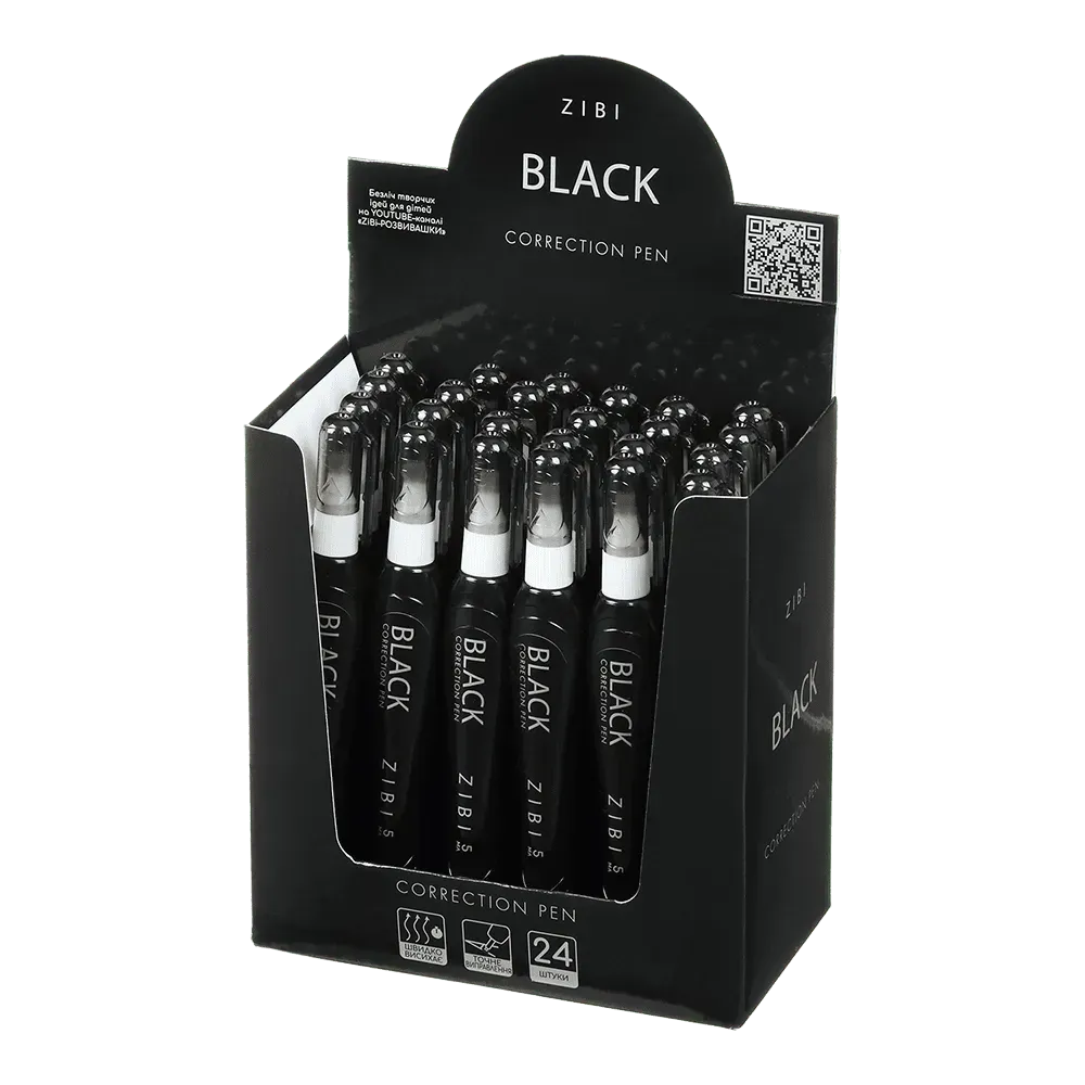 Коректор-ручка 5 мл, Black метал. кінчик, ZB.2903 2