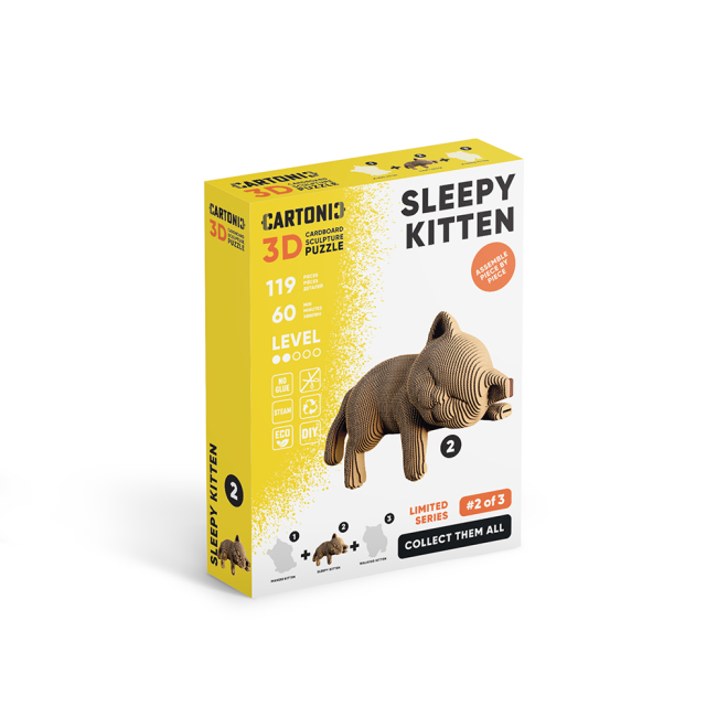 Картонный конструктор "Cartonic 3D Puzzle SLEEPY KITTEN", CARTMNSLEEP 3