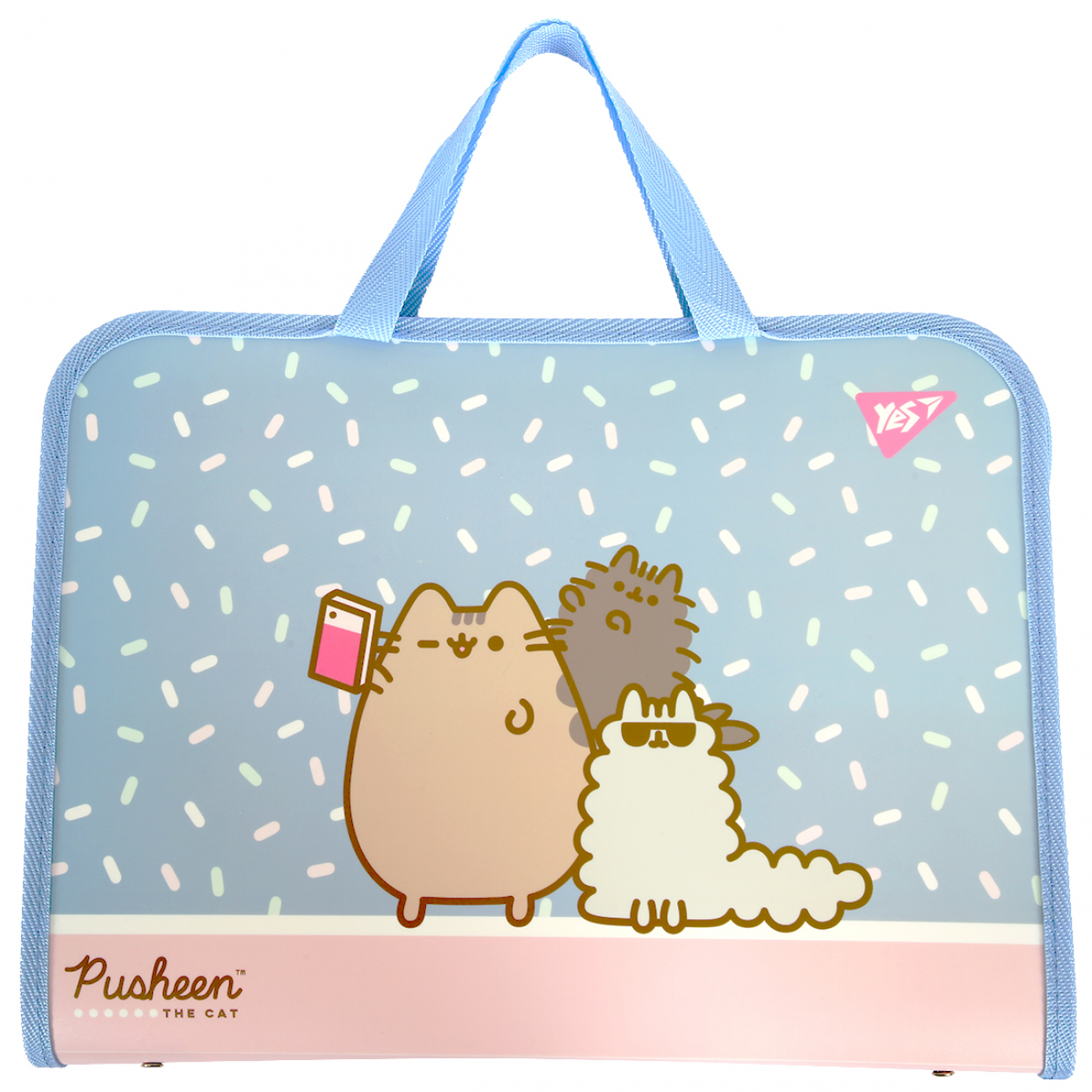 Папка-портфель Yes "Pusheen" FC на блискавці, з тканинними ручками, 492316