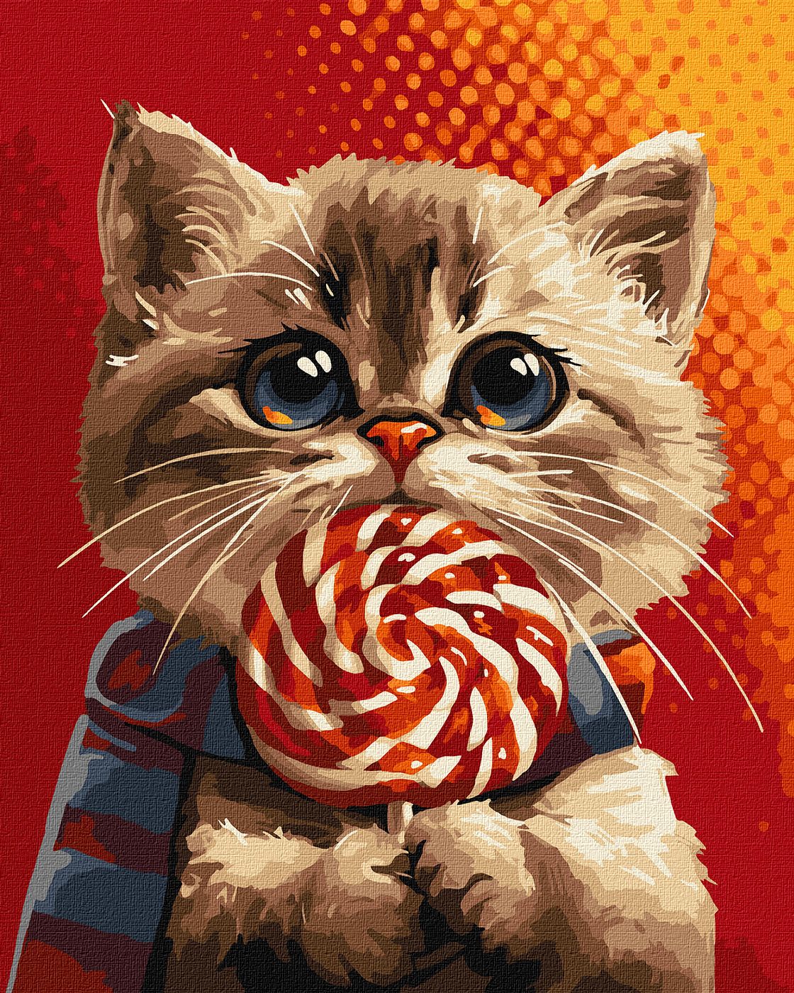 Картина по номерам 40*50 см "Котик с конфетой", KHO6594, ТМ "Ideyka"