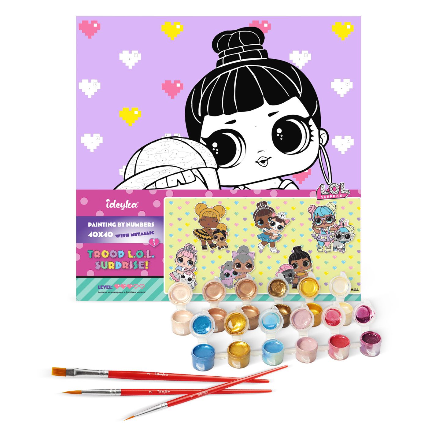 Картина по номерам "L.O.L. Surprise! TroopSurprise Honey Bun With Bunny Hun" 40*40 см 1