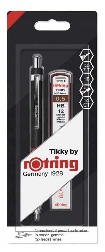 Олівець механічний 0,5 мм Rotring Tikky чорн.+гріфелі+ластик блістер (R1904817)