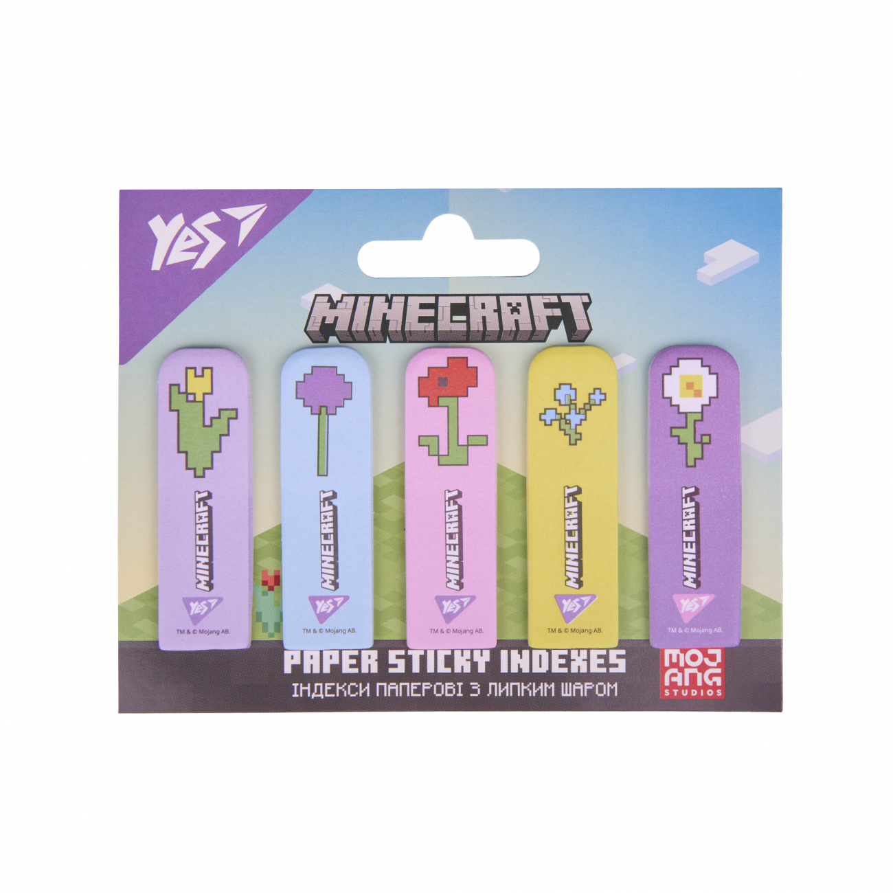 Індекси паперові Yes "Minecraft. Spring", 55*22 мм, 100 шт (5*20), 170439