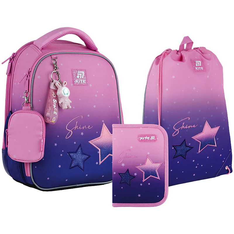 Набор рюкзак + пенал + сумка для обуви Kite 555 Sparkling, SET_K25-555S-9