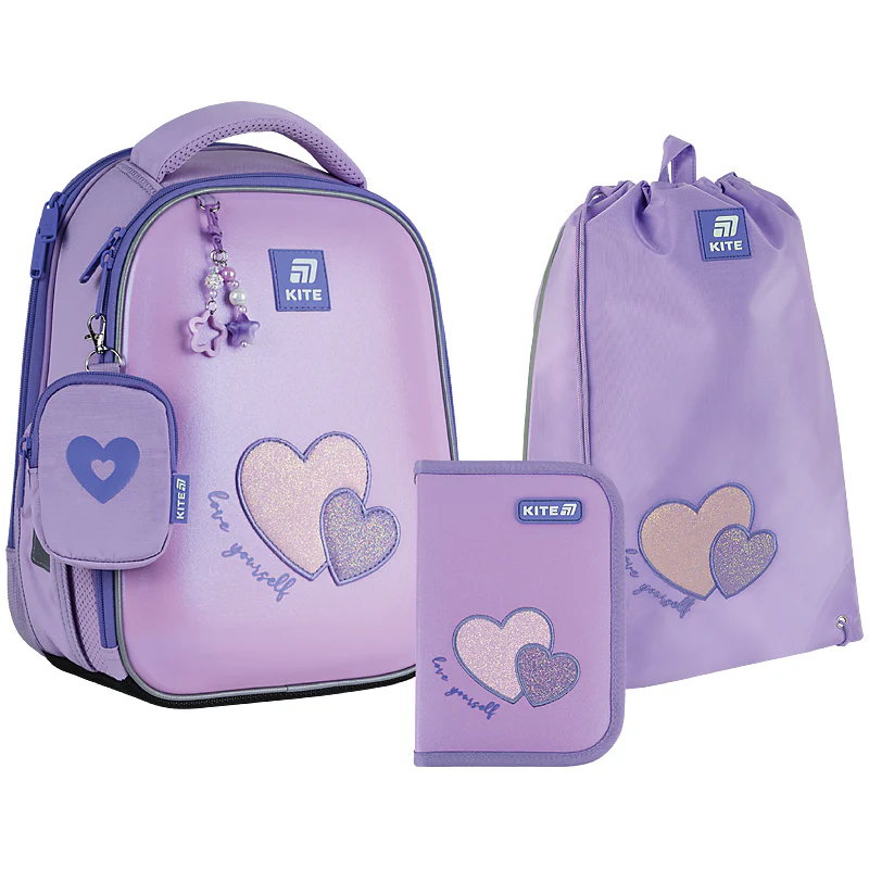 Набор рюкзак+пенал+сумка для обуви Kite 555 Sweetheart, SET_K25-555S-7