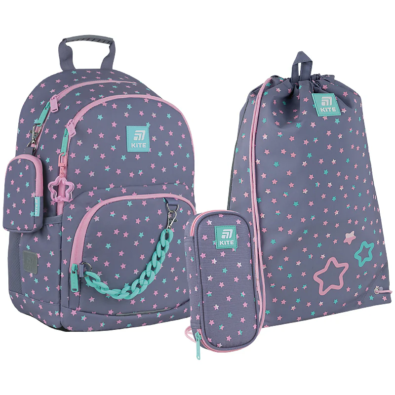 Набор рюкзак+пенал+сумка для обуви Kite 585 Kawaii Star, SET_K25-585M-2