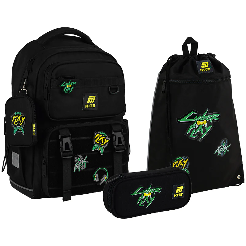 Набір рюкзак + пенал + сумка для взуття Kite 1022 CyberGame, SET_K25-1022M-2