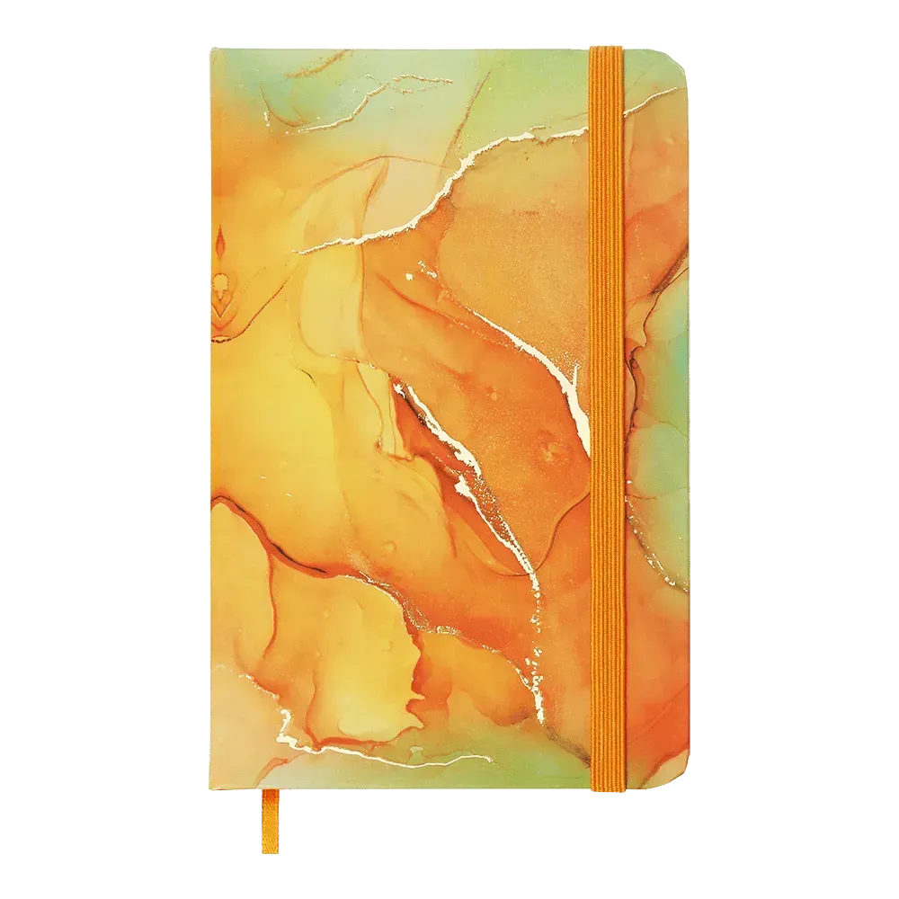 Книжка записна Marble на гумці, А6, 80 арк., кліт., офсет, помаранчева, BM.256101-11