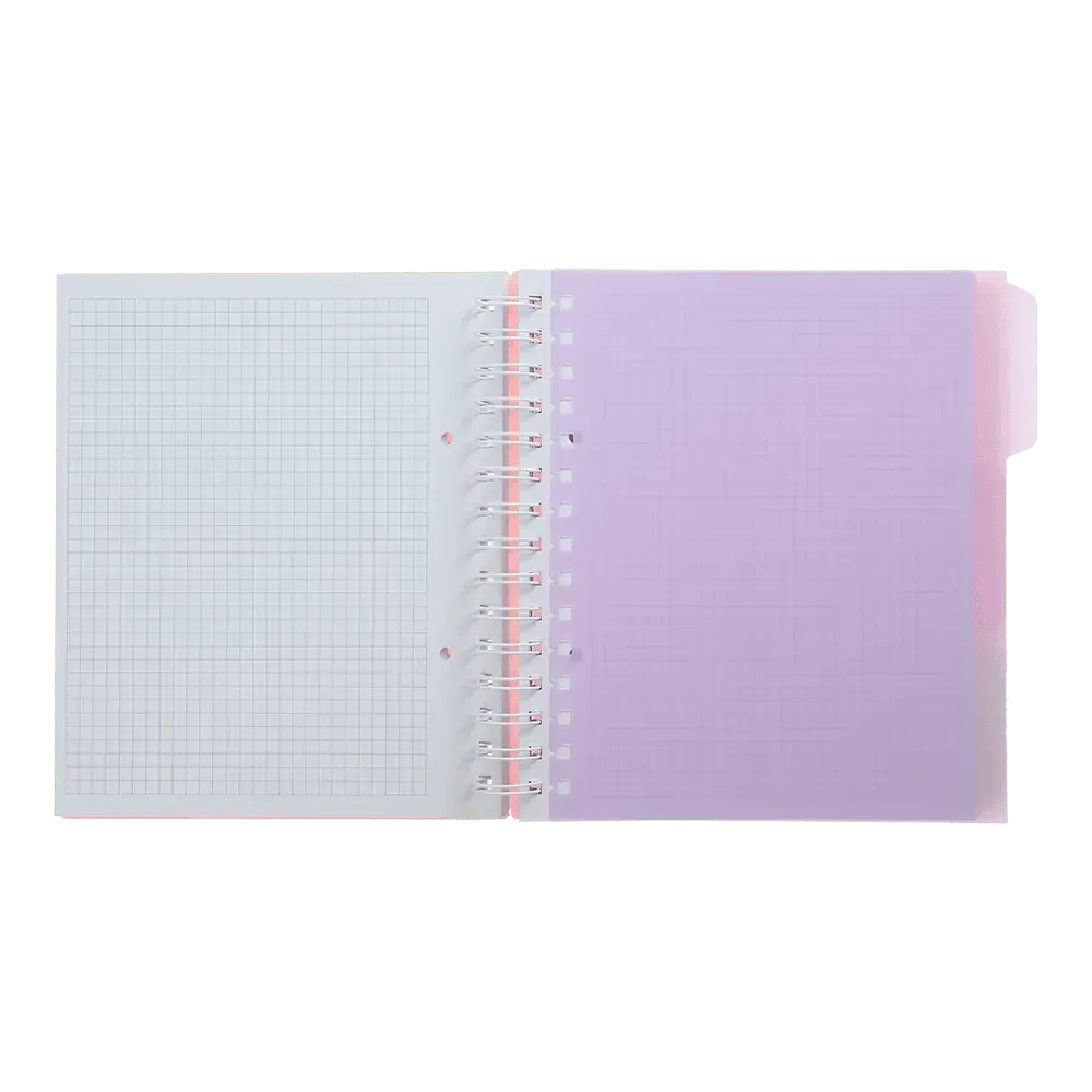 Тетрадь на пружине В5 120 л "Pastel", клетка, 3 разделителя, пластиковая обложка, розовая, BM.24355912-10 2