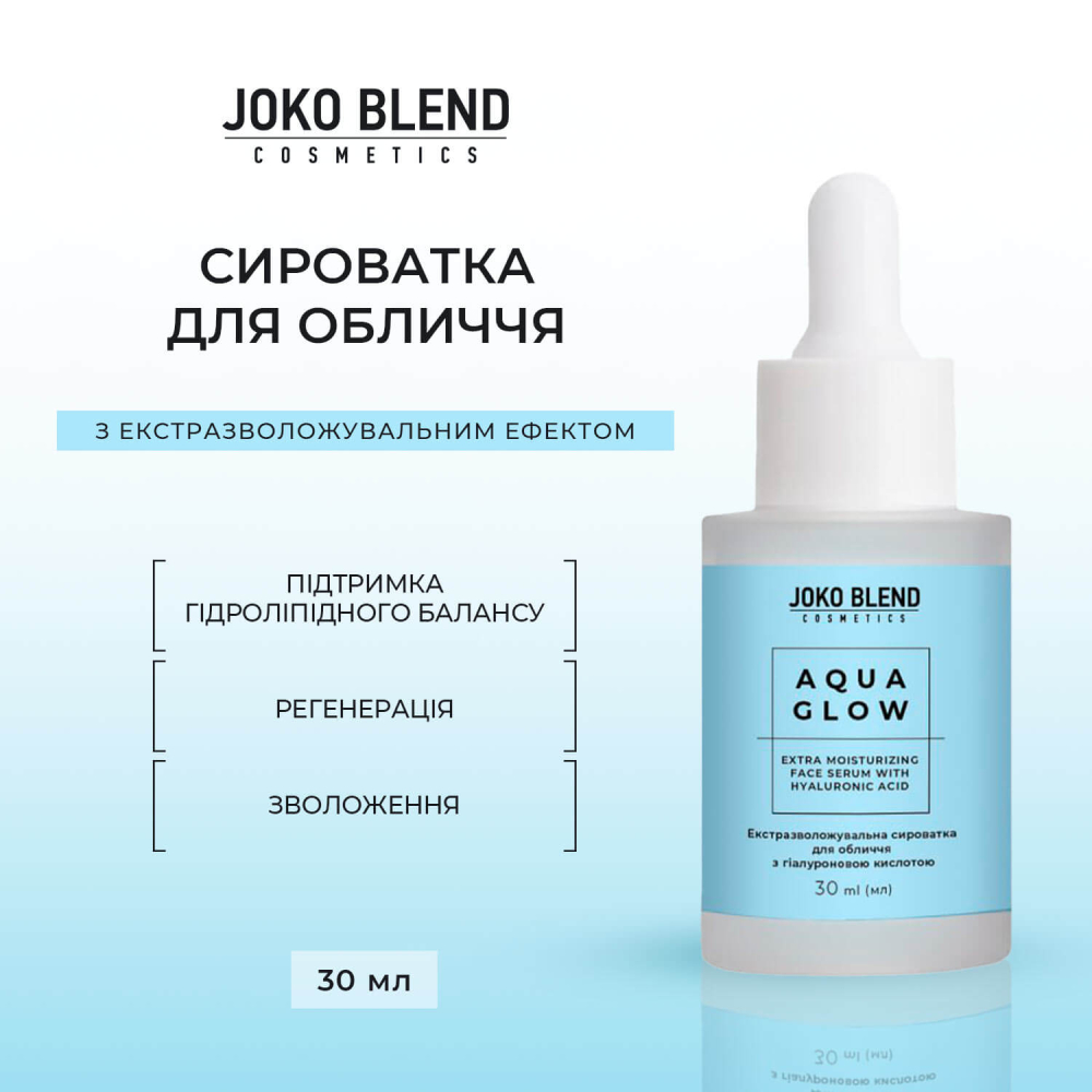 Екстразволожувальна сироватка для обличчя з гіалуроновою кислотою Aqua Glow Joko Blend 30 мл, 289537 3