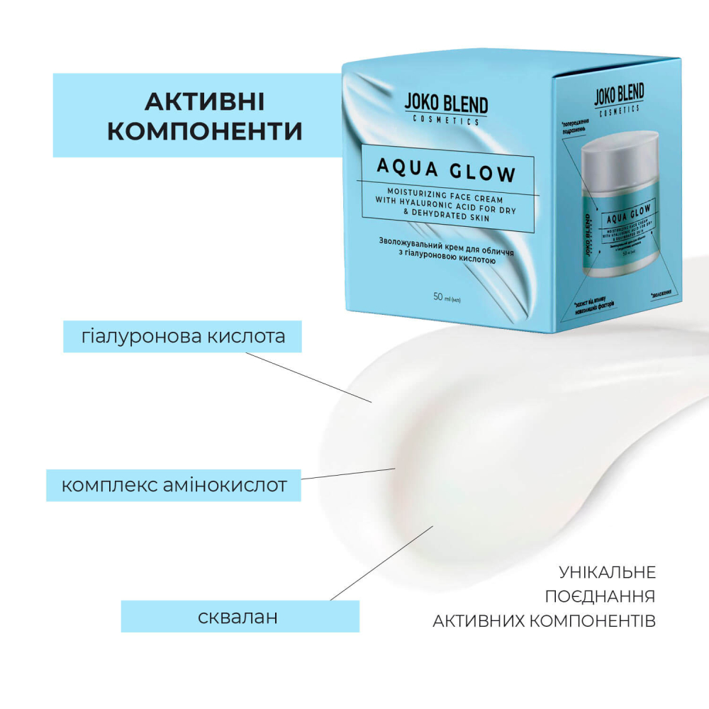 Зволожувальний крем для обличчя з гіалуроновою кислотою Aqua Glow Joko Blend 50 мл, 289538 5