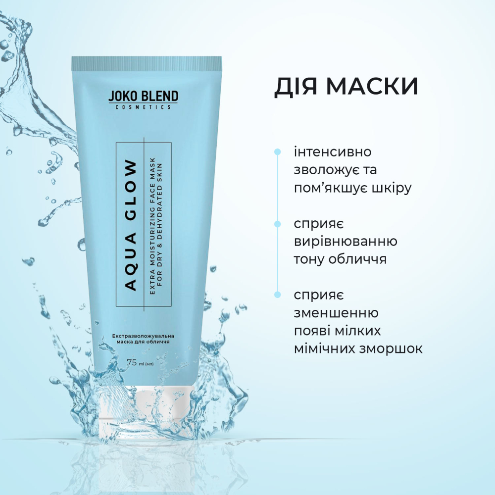 Екстразволожувальна маска для обличчя з гіалуроновою кислотою Aqua Glow Joko Blend 75 мл, 289539 4