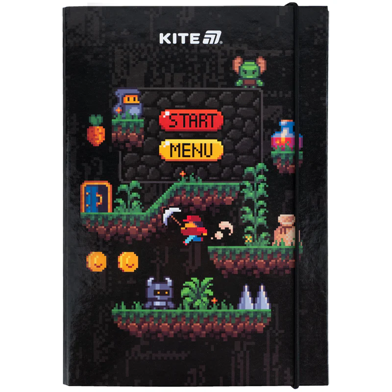 Папка для тетрадей В5 на резинке картон, Pixel Game, K25-210-2 1