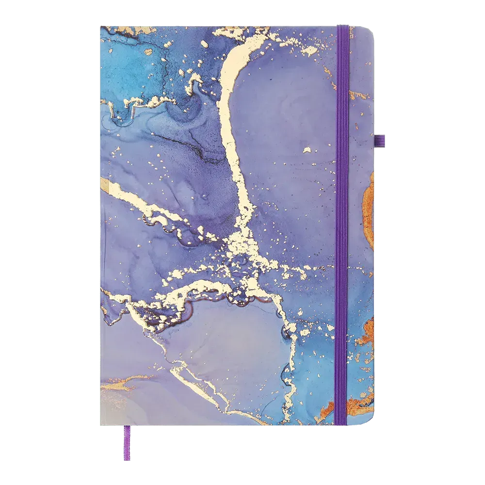 Книжка записна Marble на гумці, А5, 80 арк., кліт., офсет, фіолетова, BM.255121-07
