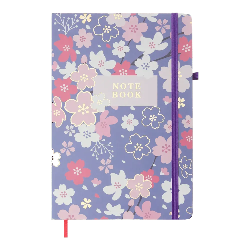 Книжка записна Blossom на гумці, А5, 80 арк., кліт., офсет, фіолетова, BM.255122-07