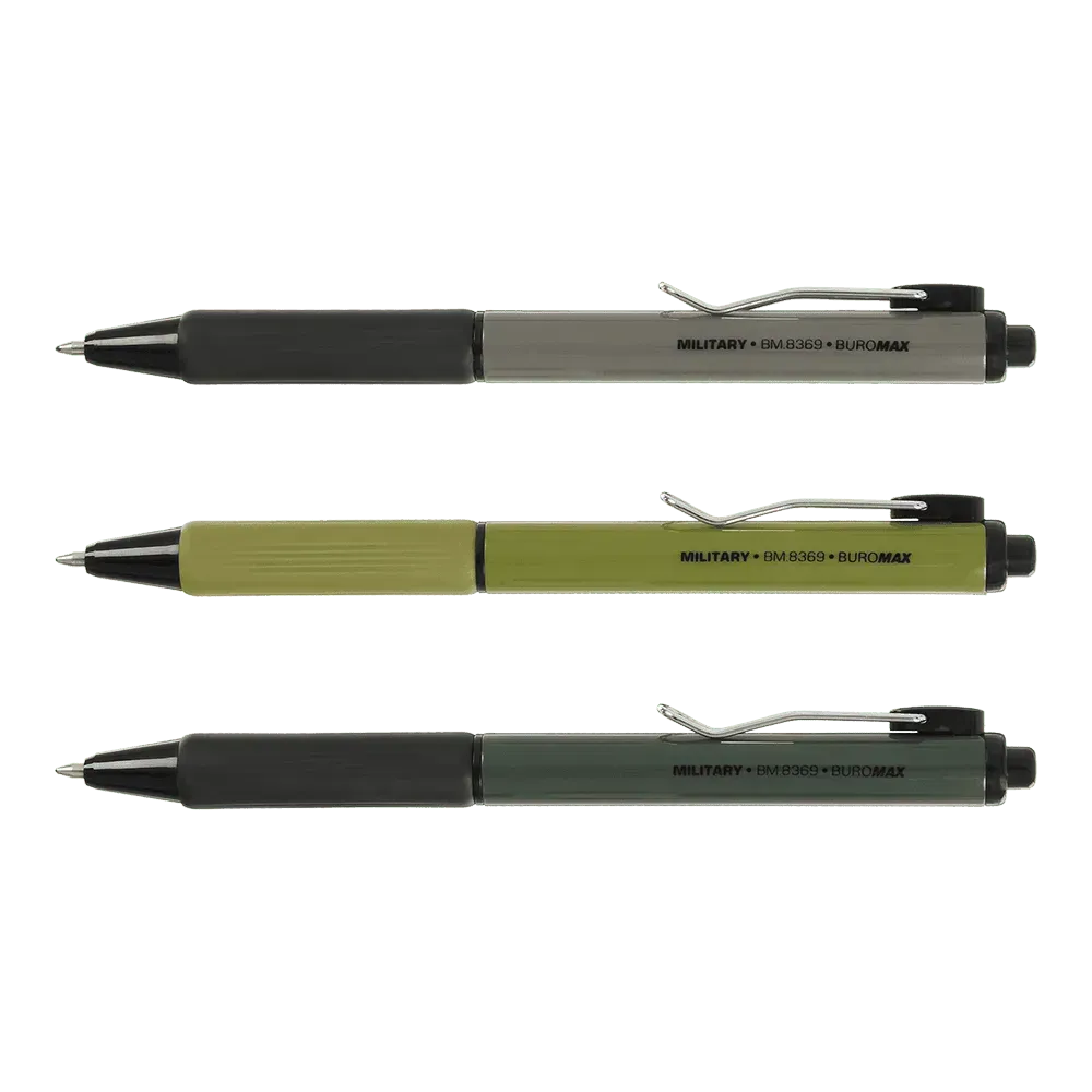 Ручка масляна автоматична, 0,7 мм, Military, синя, BM.8369