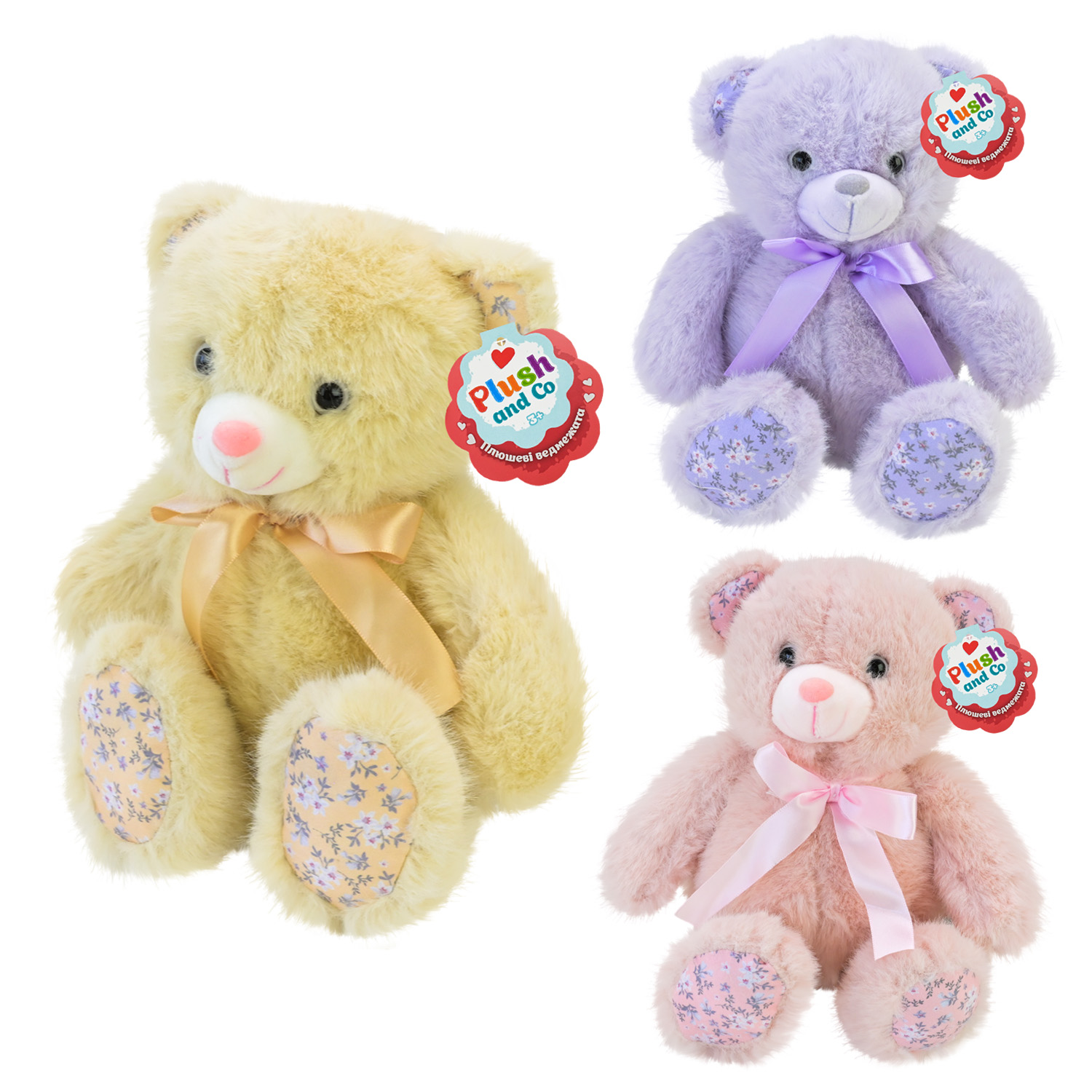 Мягкая игрушка Plush and Co Медвежонок 30 см, 3 цвета, PLC25011